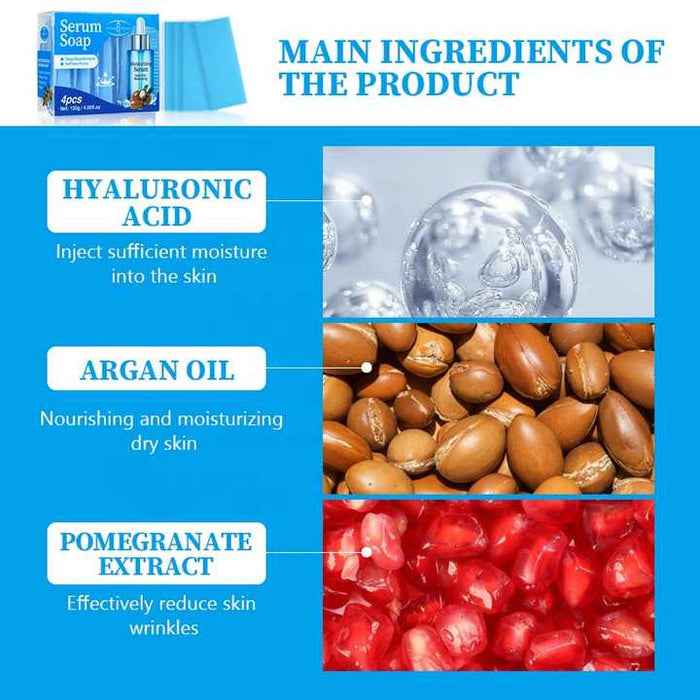 Aichun Beauty Hyaluronic Acid Soap 4pcs Moisturizing Face & Body Cleaning Bar Soap 120g