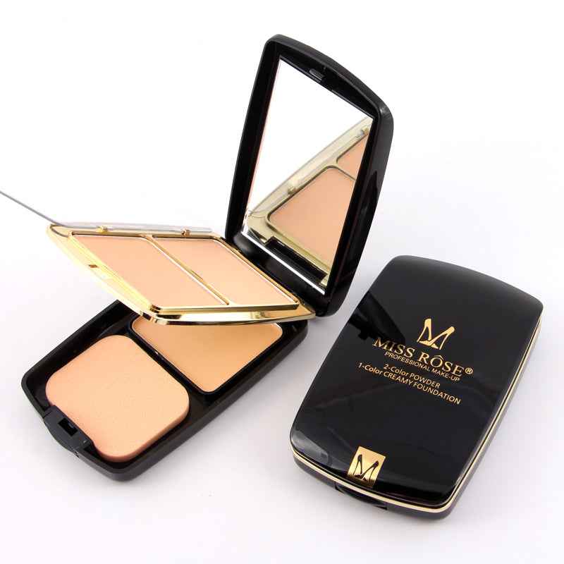 Miss Rose 3-Color Powder Fashion with Mirror for Flawless Makeup