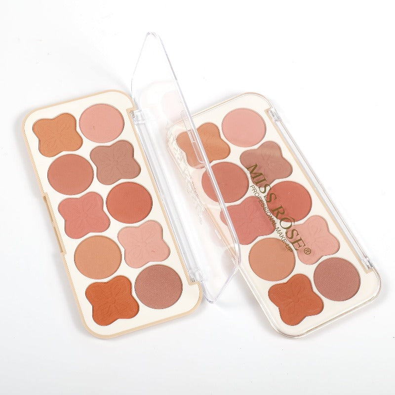 Miss Rose 10-Colors Clover Blusher Palette - Perfect Miss Rose Blusher Palette for Gorgeous Cheeks - MAT Beauty