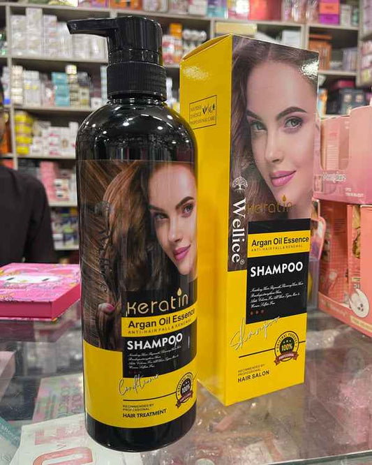 Wellice Keratin Shampoo for Hair Fall - Argan Oil Essence for Renewal and Strength