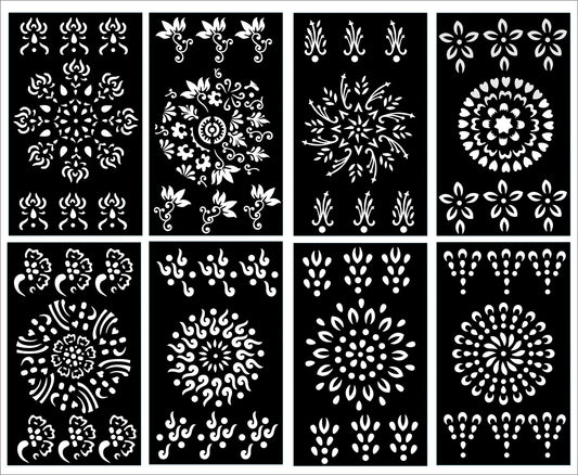 Pack of 8 Round Tikki Henna Stencils - Perfect for Tikki Design - MAT Beauty