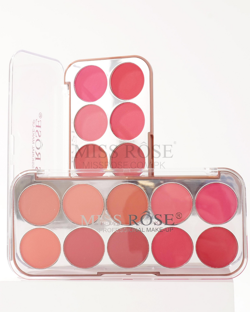 Miss Rose 10-Color Blushers Palette for Flawless Glow - Miss Rose Blush Palette - MAT Beauty