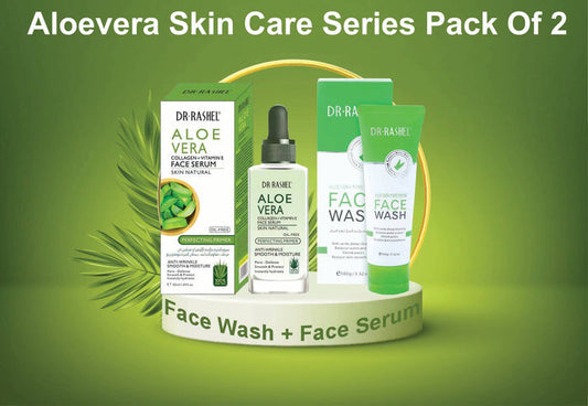 Aloe Vera Skin Care Set - Dr Rashel Aloe Vera Skin Care Face Wash & Face Serum Pack of 2 - MAT Beauty