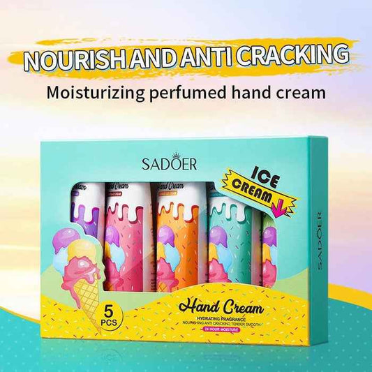 Sadoer Ice Cream Hand Cream Set ā 5pcs Nourishing and Smoothing Hydrating 20g Each