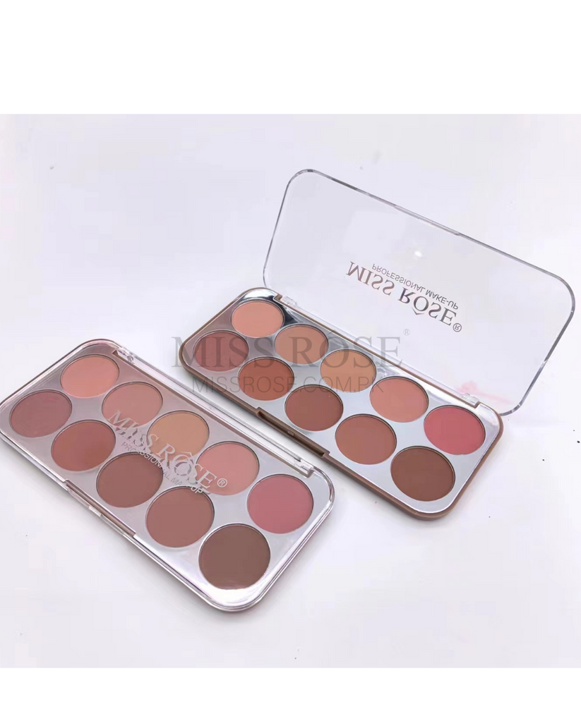 Miss Rose 10-Color Blushers Palette for Flawless Glow - Miss Rose Blush Palette - MAT Beauty