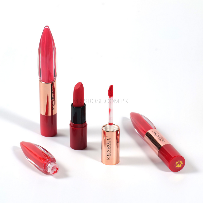 Miss Rose Dual-Ended Matte Lipstick & Lip Gloss for All-Day Wear