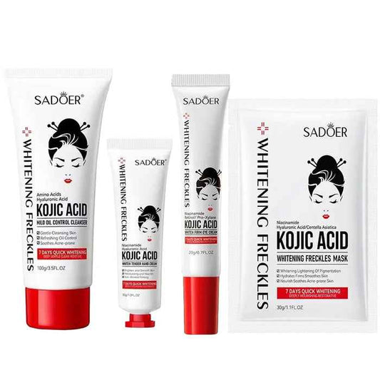 Miss Beauty Kojic Acid Whitening Moisturizer for 7 Days Skin Whitening, Mild Cleansing, and Oil Control - SADOER 4 Pcs