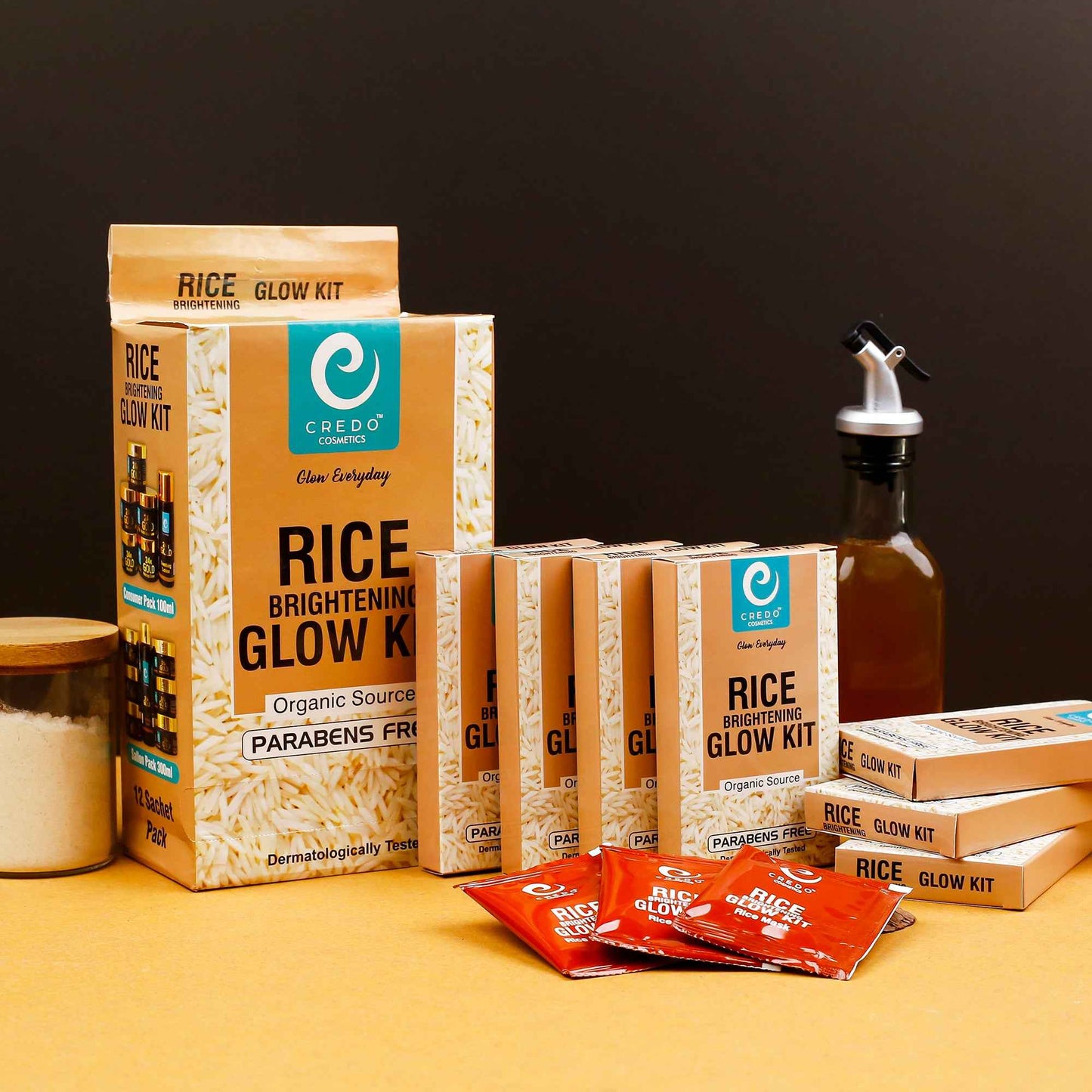 Rice Glow Whitening Kit Sachet Pack of 12 - Brighten Your Skin Brightening Solution