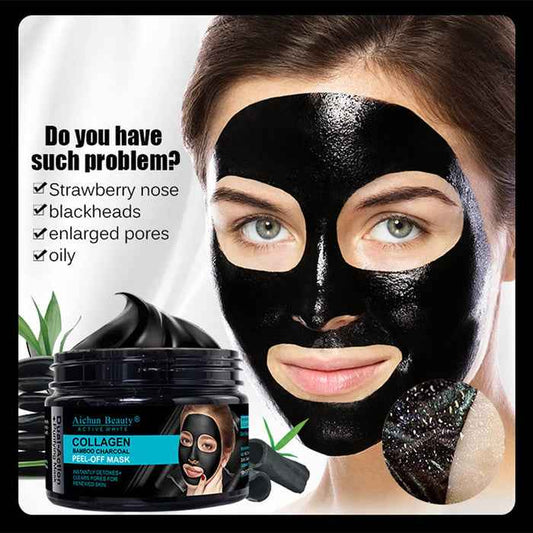Aichun Beauty Collagen Bamboo Charcoal Mask - Vegan Peel-Off Moisturizing Oil Control Anti-Acne Facial Mask 150ml