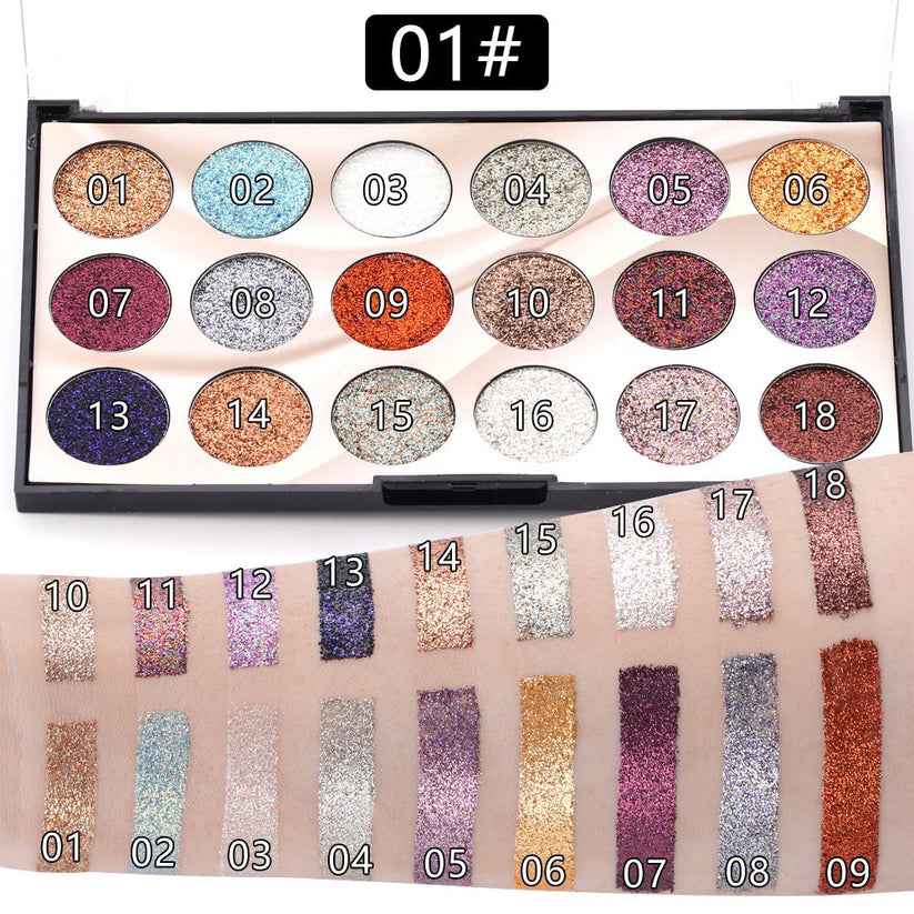 MISS ROSE Glitter Eyeshadow Palette - 18-Color Sequin Sparkle Collection