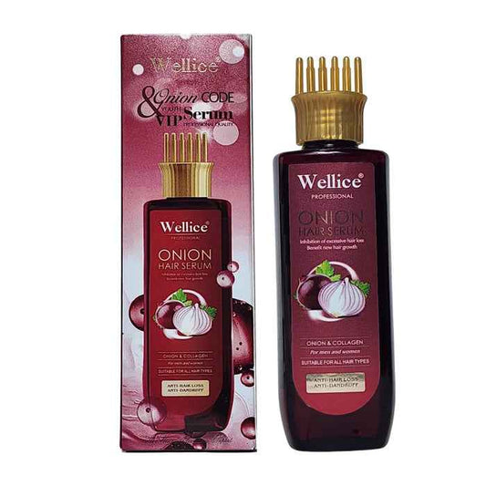 Wellice Onion Collagen Hair Serum with Comb Head - Anti Hair Loss & Dandruff Treatment - 200ml