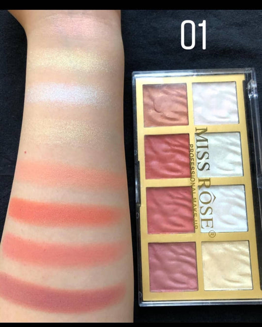 Miss Rose Highlighter Blush Kit for Radiant Glow and Flawless Finish - MAT Beauty