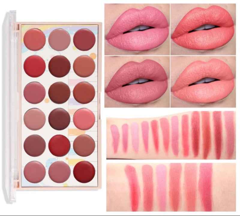 Miss Rose 18 Color Lipstick Set for Vibrant, Long-Lasting Color