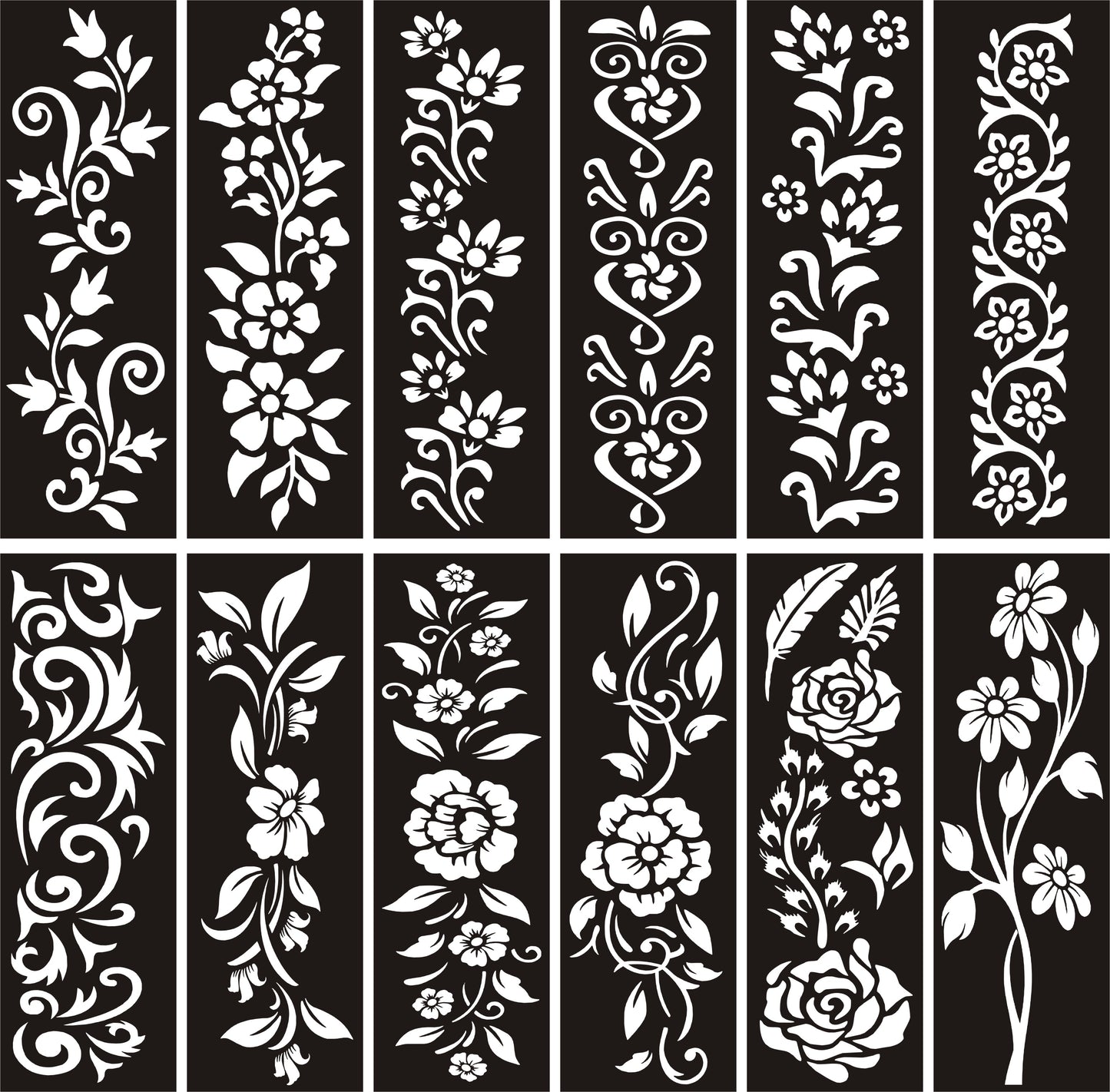 Pack of 12 Bail Henna Mehndi Stencils for Beautiful Designs for Hands & Foot - MAT Beauty