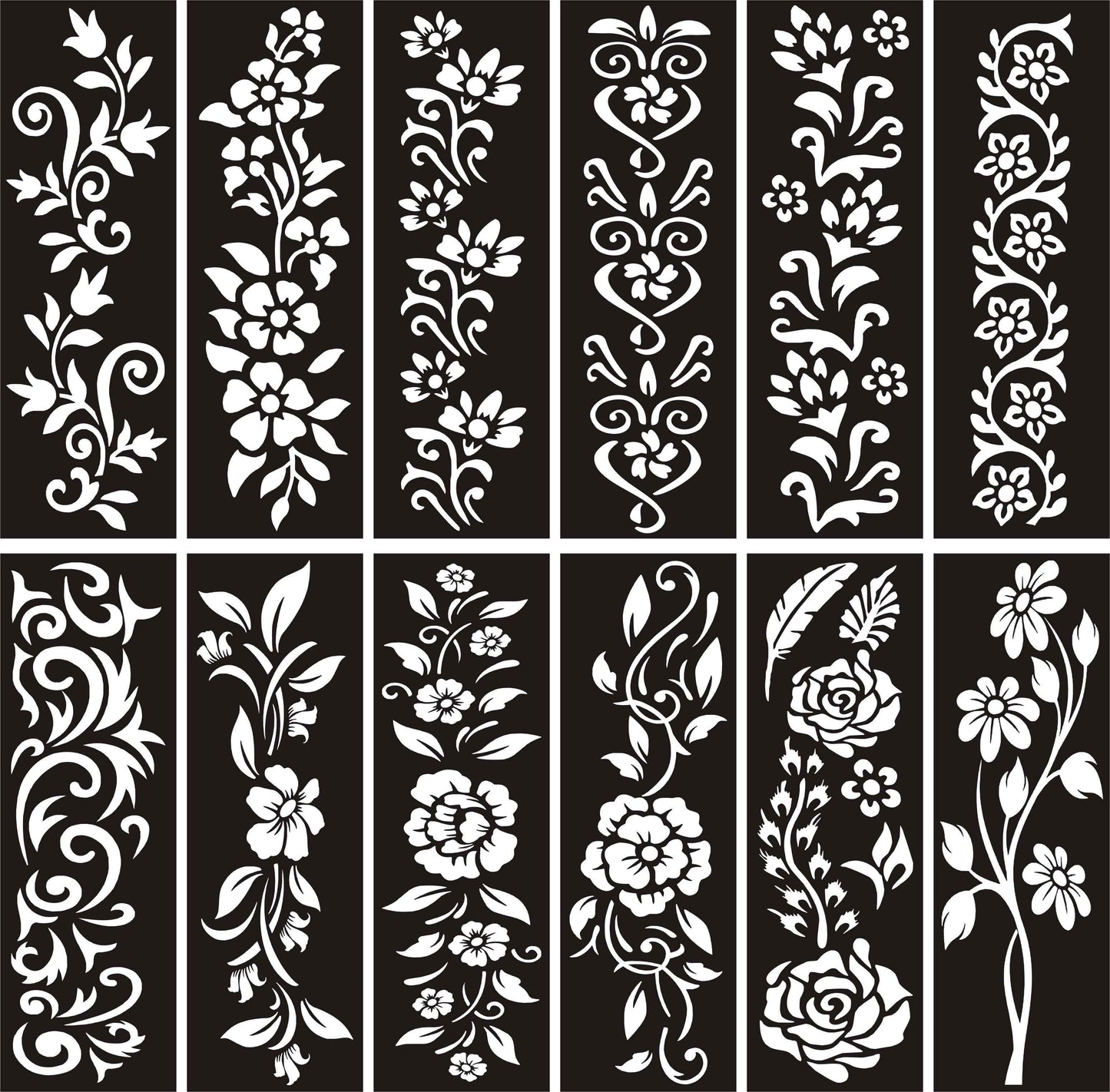 Pack of 12 Bail Henna Mehndi Stencils for Beautiful Designs for Hands & Foot