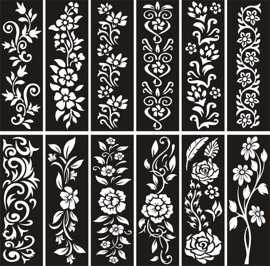 Pack of 12 Bail Henna Mehndi Stencils for Beautiful Designs for Hands & Foot