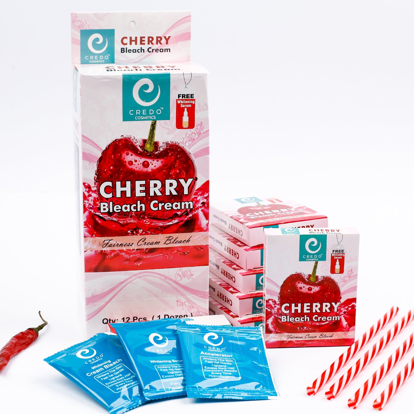 Whitening Cherry Bleach Cream with Free Serum - Pack of 12 - MAT Beauty