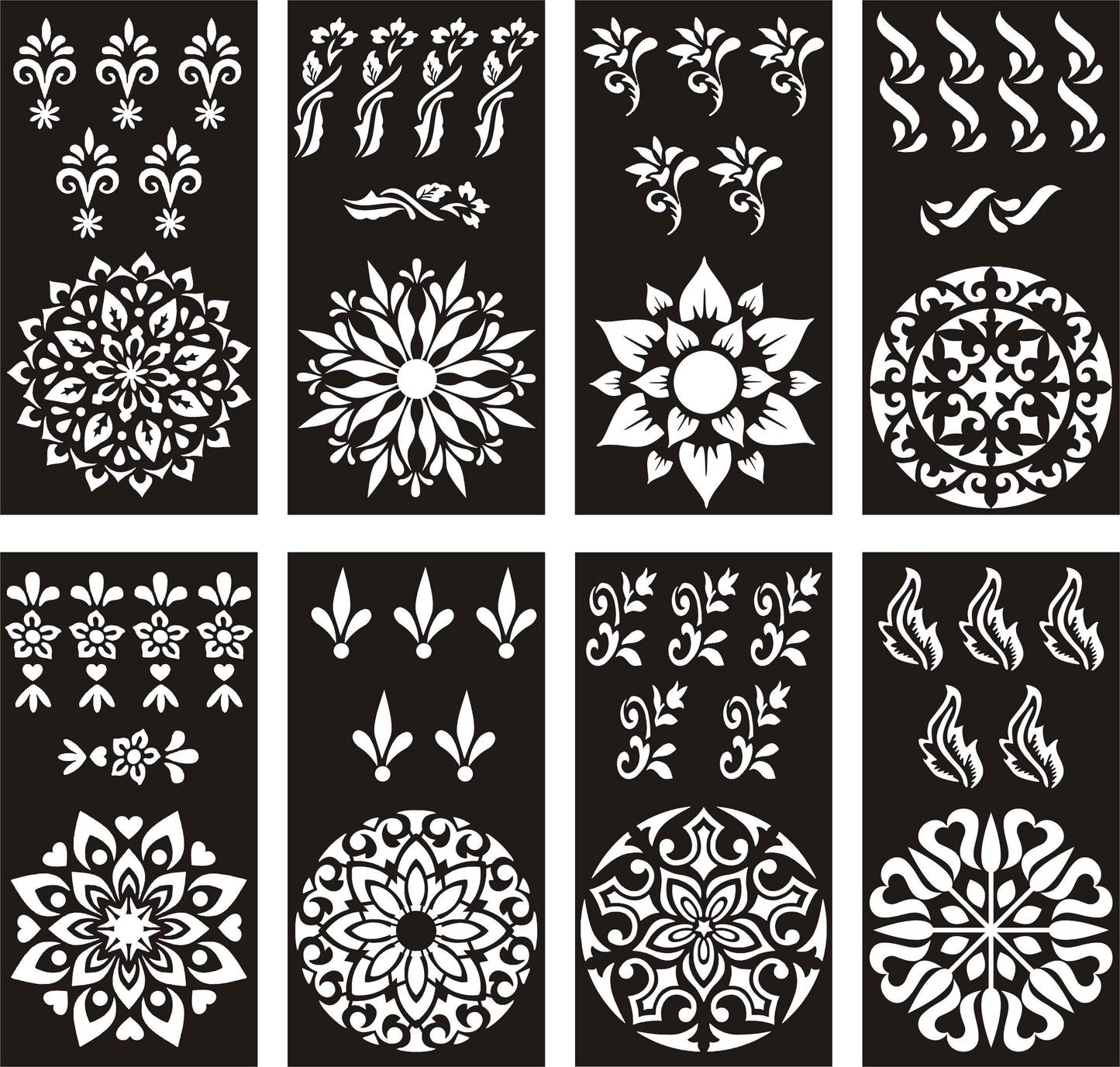 Pack of 8 Henna Mehndi Stencil Stickers for Stunning Body Art