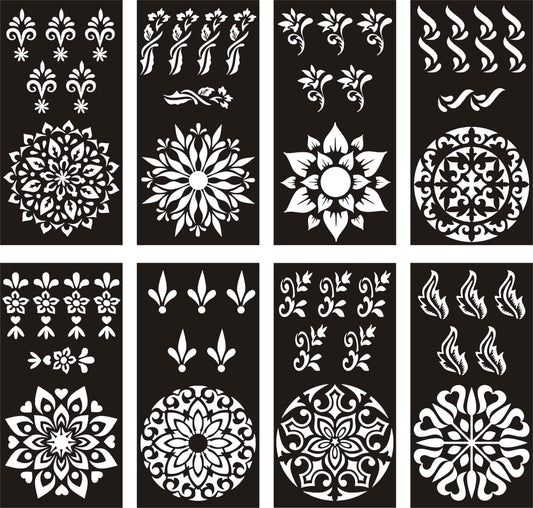 Pack of 8 Henna Mehndi Stencil Stickers for Stunning Body Art