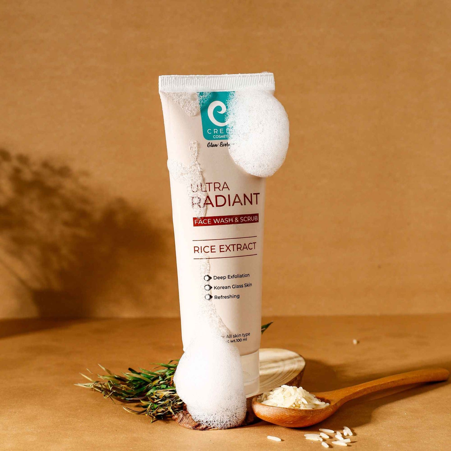 Ultra Radiant Face Wash & Scrub with Rice Extract for Glowing Skin