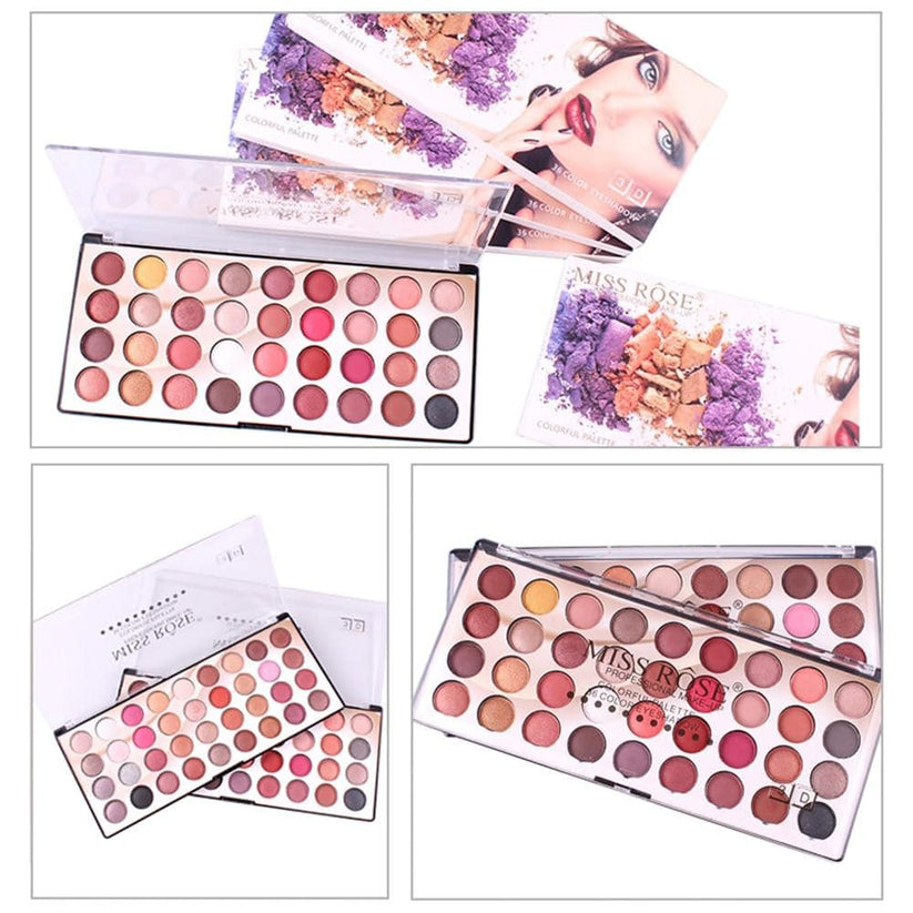MISS ROSE 36 Color Eyeshadow Palette - Stunning 3D Shades for Every Look - MAT Beauty