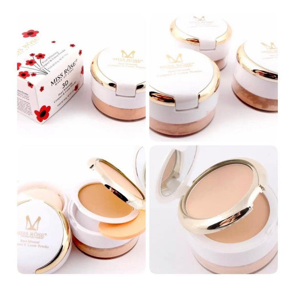 MISS ROSE 3D Pearl Powder Flawless Skin Whitening Compact and Loose Powder - MAT Beauty
