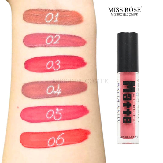 MISS ROSE Matte Lip Gloss Black - Long-Lasting, Rich Pigment Formula - MAT Beauty
