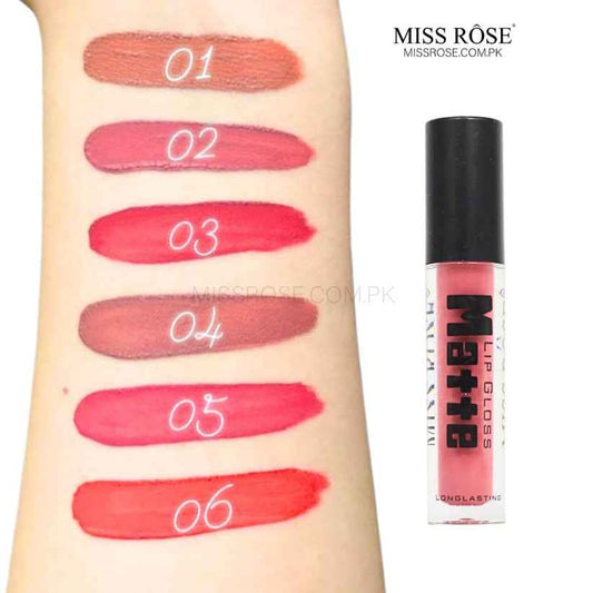 MISS ROSE Matte Lip Gloss Black - Long-Lasting, Rich Pigment Formula