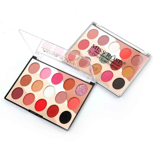 Miss Rose Eyeshadow Kit - 15 Stunning Colors for Eye Makeup Perfection