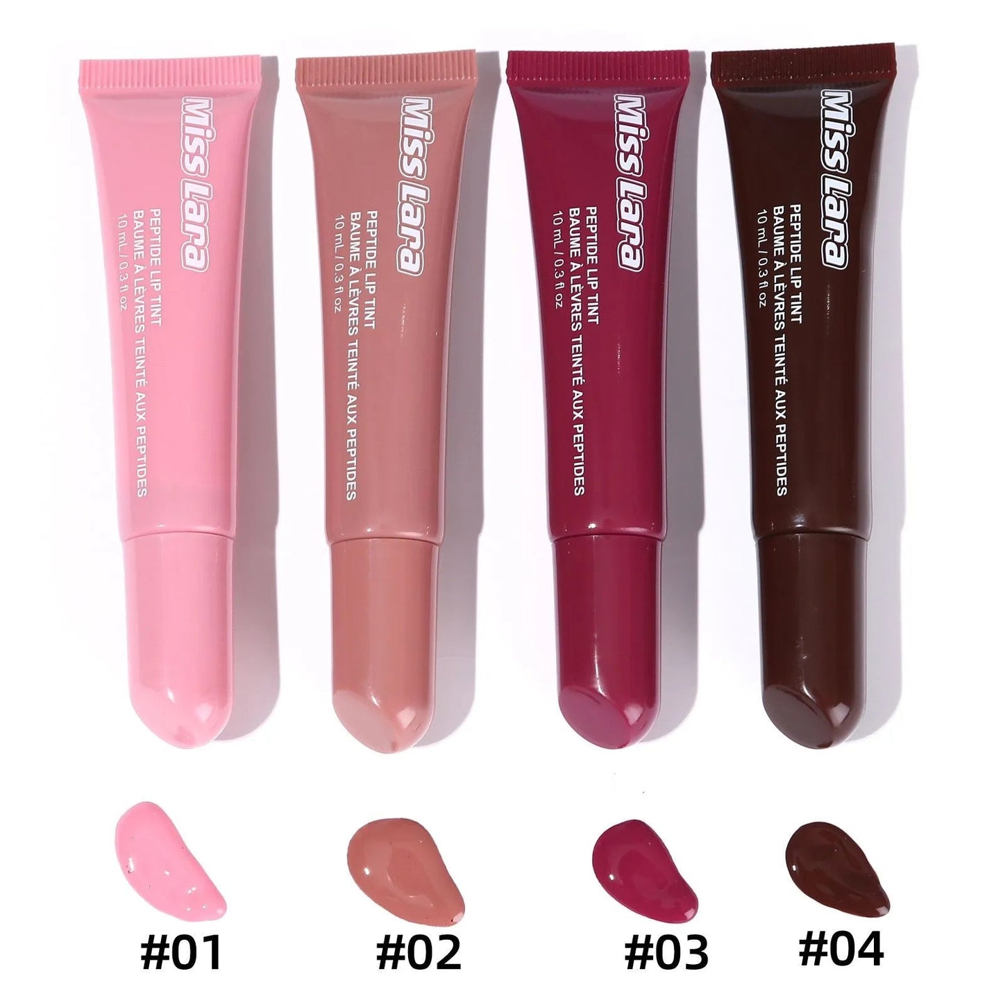 Pack of 4 Miss Lara Peptide Lip Tint Plumping Gloss 4Pcs Set - MAT Beauty