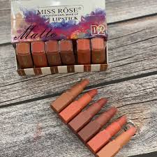 MISS ROSE Matte Waterproof Lipsticks - Set of 6 Long-Lasting Shades - MAT Beauty