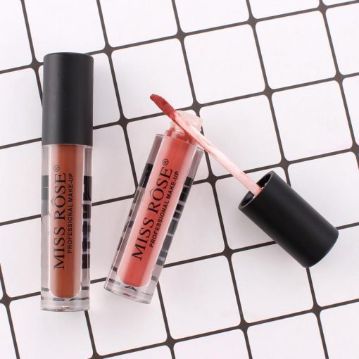 MISS ROSE Matte Lip Gloss Black - Long-Lasting, Rich Pigment Formula - MAT Beauty