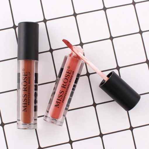 MISS ROSE Matte Lip Gloss Black - Long-Lasting, Rich Pigment Formula