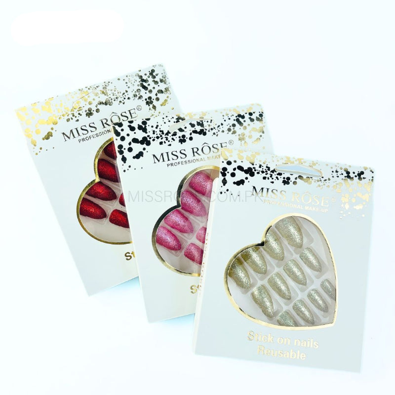 Miss Rose Glitter Chunk Nails for Stunning Stick-On Nail Art - MAT Beauty