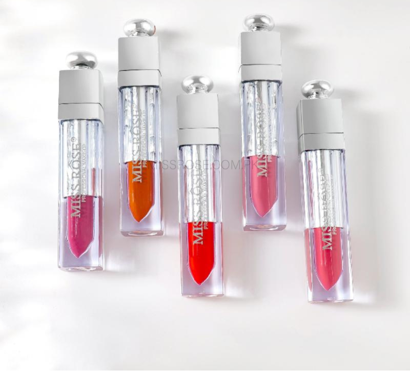 Pack of 8 Miss Rose Matte Lip Gloss - Silver Angelic Finish