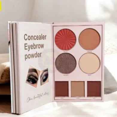 Mocallure 4in1 Makeup Palette - Cosmetic Makeup Book with Eyeshadow, Highlighter, Blusher, and Concealer in Pink Flower Design