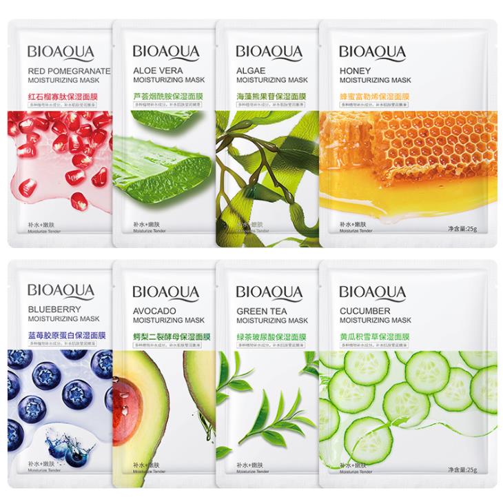 BIOAQUA Face Sheet Masks - Pack of 8 Moisturizing Face Mask Sheets - MAT Beauty