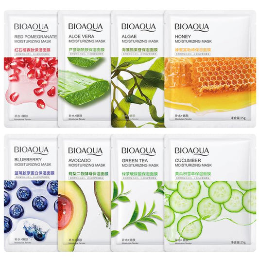 BIOAQUA Face Sheet Masks - Pack of 8 Moisturizing Face Mask Sheets - MAT Beauty