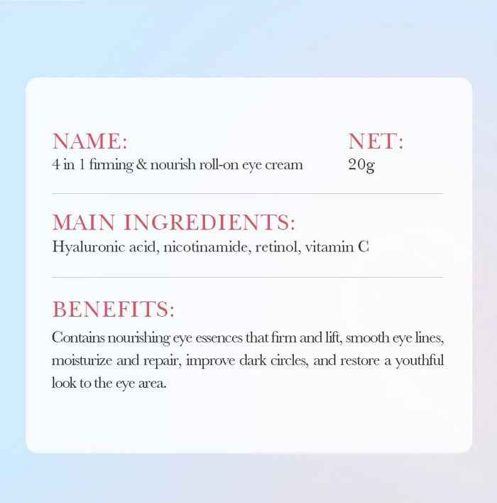 SADOER Eye Cream 4 in 1 Roll-on Moisturizing Serum for Dark Circles, Eye Bags, and Firming