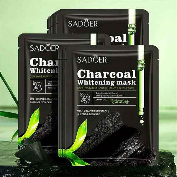 Sadoer Charcoal Whitening Facial Sheet Mask for Radiant Skin