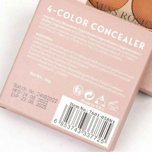 Miss Rose Concealer Contour Palette - 4 Color Palette for Flawless Skin