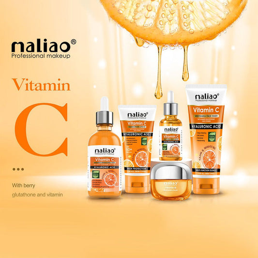 Maliao Vitamin C Skin Care Set - 5 Piece Collection with Sunscreen, Serum, Face Wash, Whitening Cream, and Toner (330g) - MAT Beauty