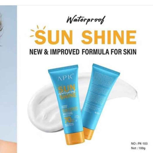 APK Sun Shine Water Proof 70spf Sunscreen Cream Best Sunscreen for Glowing Skin | Protect Your Skin This Summer 100g