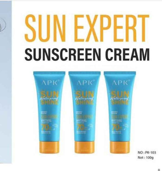 APK Sun Shine Water Proof 70spf Sunscreen Cream Best Sunscreen for Glowing Skin | Protect Your Skin This Summer 100g