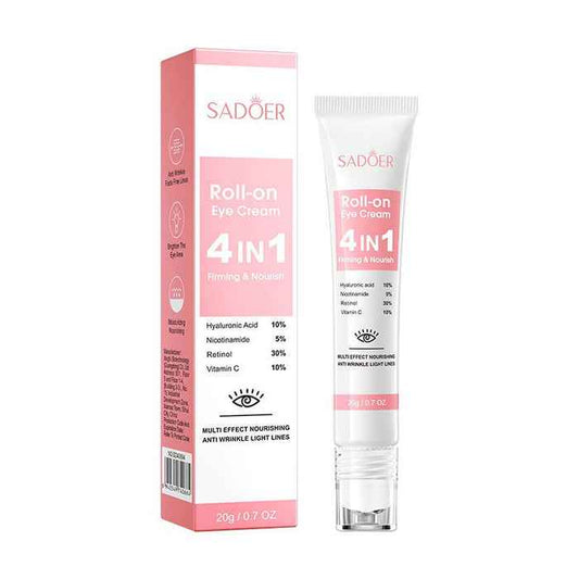 SADOER Eye Cream 4 in 1 Roll-on Moisturizing Serum for Dark Circles, Eye Bags, and Firming