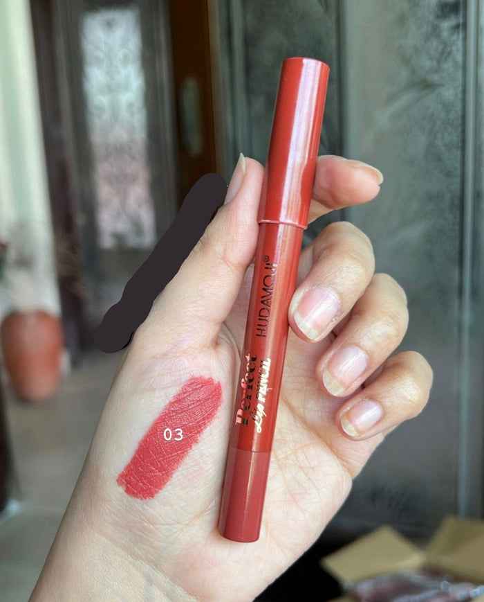 Hudamoji Lip Pencil Crayon Lipliner - Perfect Lip Liner and Lipstick - MAT Beauty