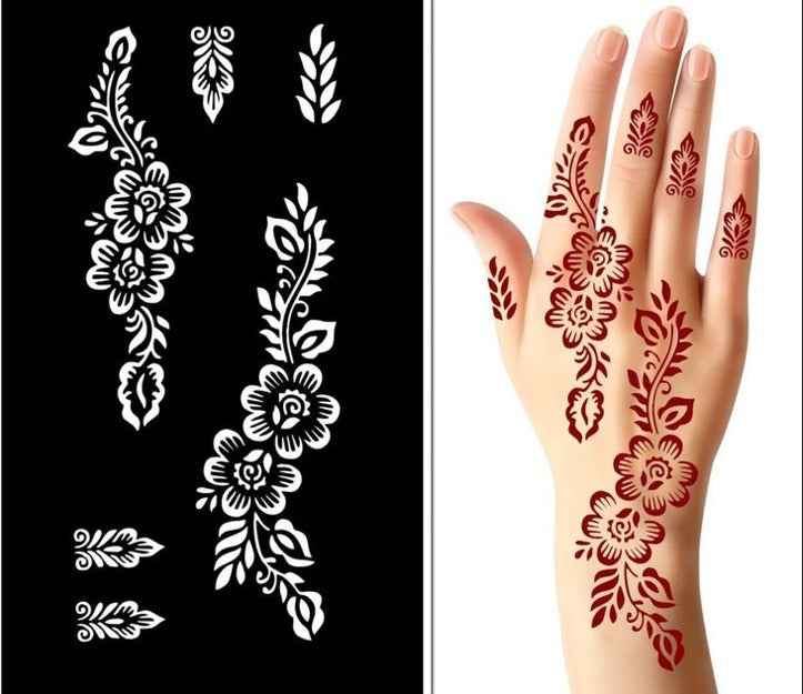 Reusable Henna Mehndi Sticker Stencil for Quick & Elegant Floral Designs - MAT Beauty