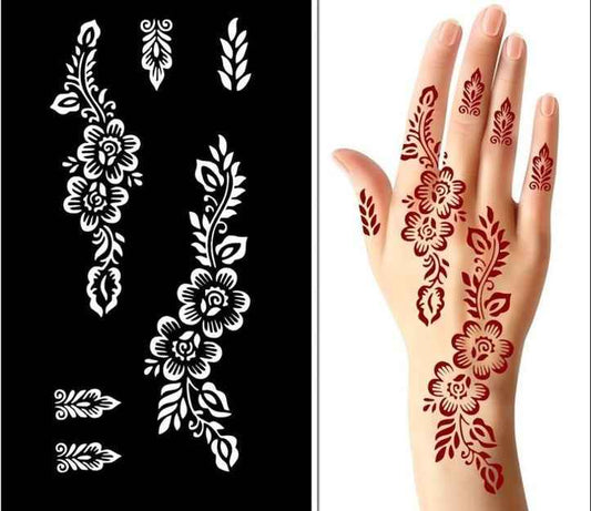Reusable Henna Mehndi Sticker Stencil for Quick & Elegant Floral Designs - MAT Beauty