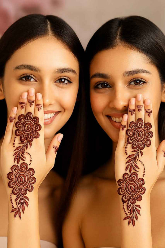 Elegant Floral Henna Stencil – Back Hand Design - MAT Beauty