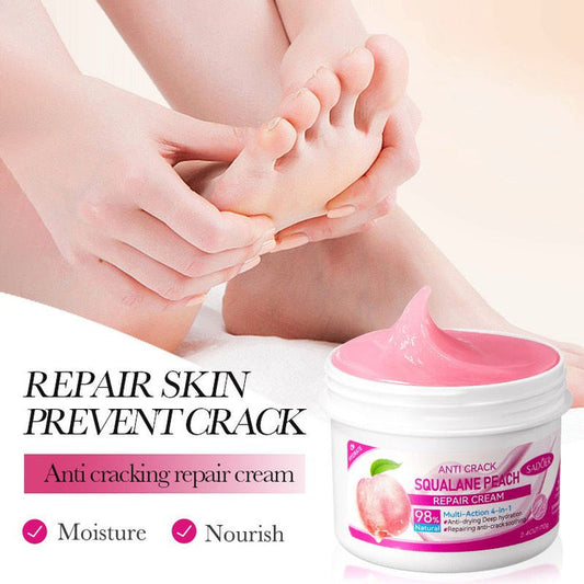 SADOER Organic Foot Cream for Cracked Heels - Exfoliating Squalene Peach Repair & Nourishing Solution - MAT Beauty